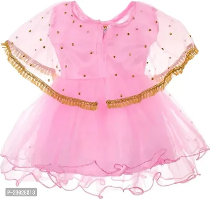 Adorable Pink Net Party Wear Fit And Flare Dress For Girls-thumb2