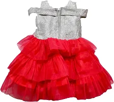 Adorable Red Net Party Wear Fit And Flare Dress For Girls-thumb1