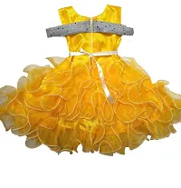 Adorable Yellow Net Party Wear Fit And Flare Dress For Girls-thumb1