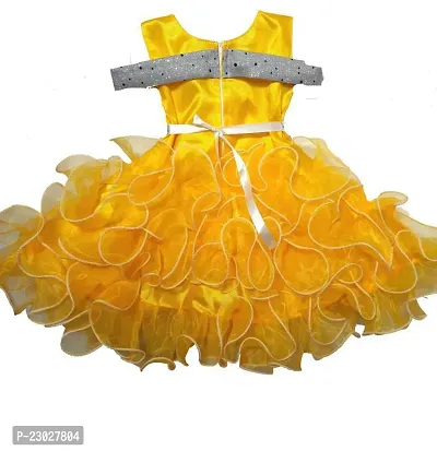 Adorable Yellow Net Party Wear Fit And Flare Dress For Girls-thumb2