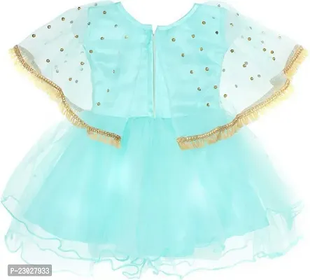 Adorable Blue Net Party Wear Fit And Flare Dress For Girls-thumb2