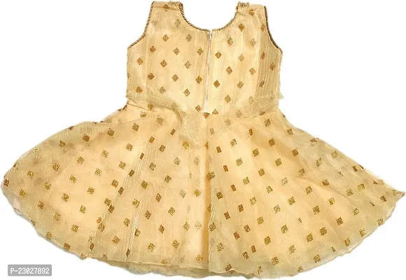 Adorable Yellow Net Party Wear Fit And Flare Dress For Girls-thumb2