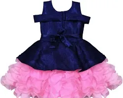 Adorable Pink Net Party Wear Fit And Flare Dress For Girls-thumb1