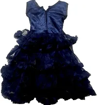 Adorable Blue Net Party Wear Fit And Flare Dress For Girls-thumb1