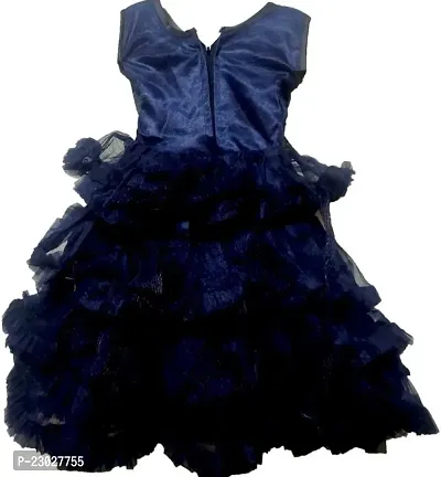 Adorable Blue Net Party Wear Fit And Flare Dress For Girls-thumb2