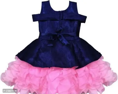 Adorable Blue Net Party Wear Fit And Flare Dress For Girls-thumb2