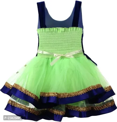 Adorable Green Net Party Wear Fit And Flare Dress For Girls-thumb2