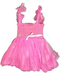 Adorable Pink Net Party Wear Fit And Flare Dress For Girls-thumb1