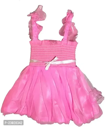 Adorable Pink Net Party Wear Fit And Flare Dress For Girls-thumb2