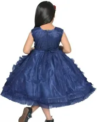 Adorable Blue Net Party Wear Fit And Flare Dress For Girls-thumb1