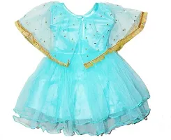 Adorable Blue Net Party Wear Fit And Flare Dress For Girls-thumb1