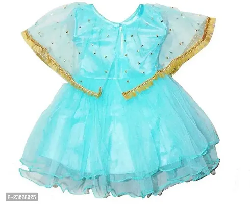 Adorable Blue Net Party Wear Fit And Flare Dress For Girls-thumb2