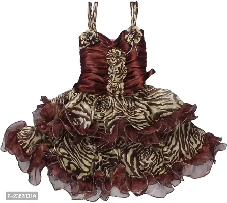 Adorable Maroon Net Party Wear Fit And Flare Dress For Girls-thumb0