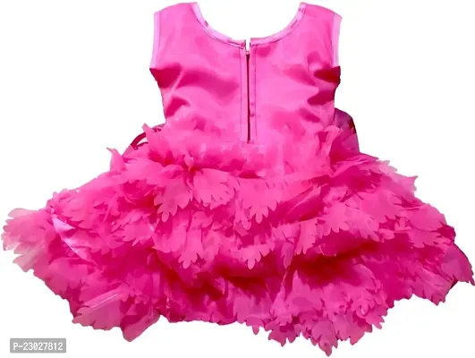 Adorable Pink Net Party Wear Fit And Flare Dress For Girls-thumb2