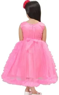 Adorable Pink Net Party Wear Fit And Flare Dress For Girls-thumb1