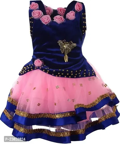 Adorable Pink Net Party Wear Fit And Flare Dress For Girls