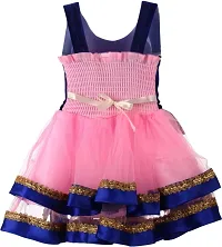 Adorable Pink Net Party Wear Fit And Flare Dress For Girls-thumb1