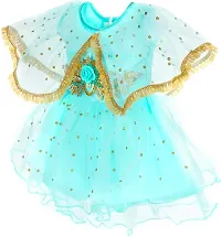 Adorable Blue Net Party Wear Fit And Flare Dress For Girls-thumb1