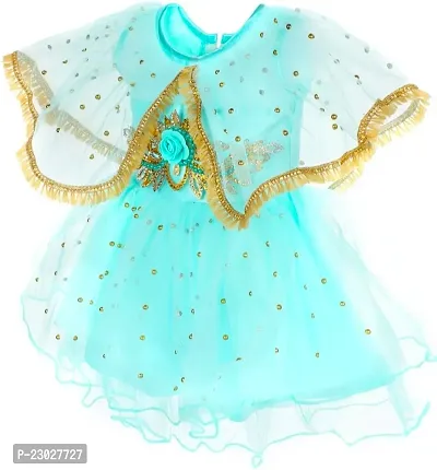 Adorable Blue Net Party Wear Fit And Flare Dress For Girls-thumb2