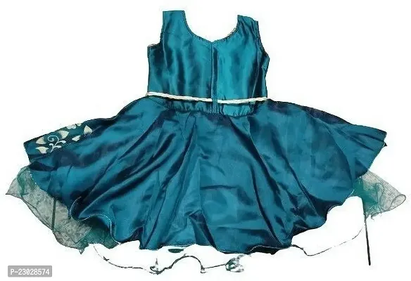 Adorable Blue Net Party Wear Fit And Flare Dress For Girls-thumb2