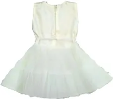 Adorable White Net Party Wear Fit And Flare Dress For Girls-thumb1