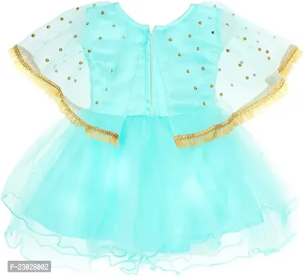 Adorable Blue Net Party Wear Fit And Flare Dress For Girls-thumb2