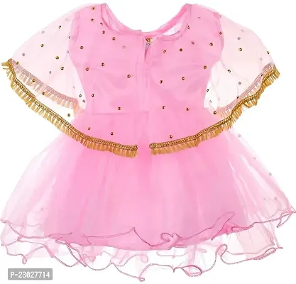 Adorable Pink Net Party Wear Fit And Flare Dress For Girls-thumb2