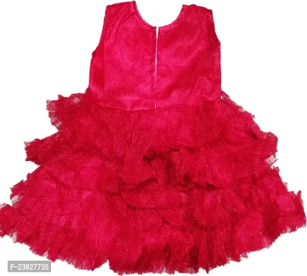 Adorable Red Net Party Wear Fit And Flare Dress For Girls-thumb2