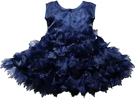 Adorable Blue Net Party Wear Fit And Flare Dress For Girls-thumb1