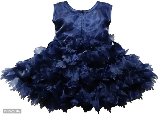 Adorable Blue Net Party Wear Fit And Flare Dress For Girls-thumb2