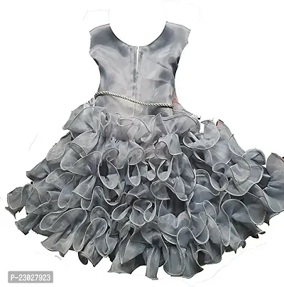 Adorable Grey Net Party Wear Fit And Flare Dress For Girls-thumb2