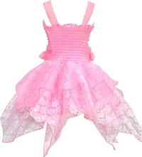 Adorable Pink Net Party Wear Fit And Flare Dress For Girls-thumb1