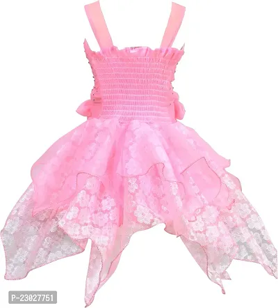 Adorable Pink Net Party Wear Fit And Flare Dress For Girls-thumb2