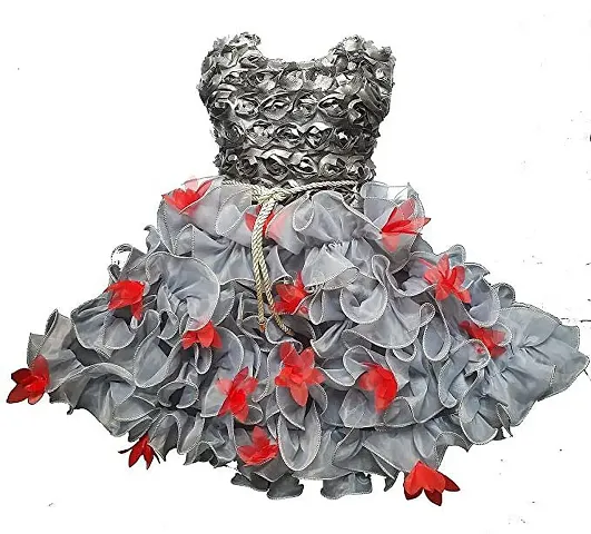 Partywear Flower Applique Net Dress