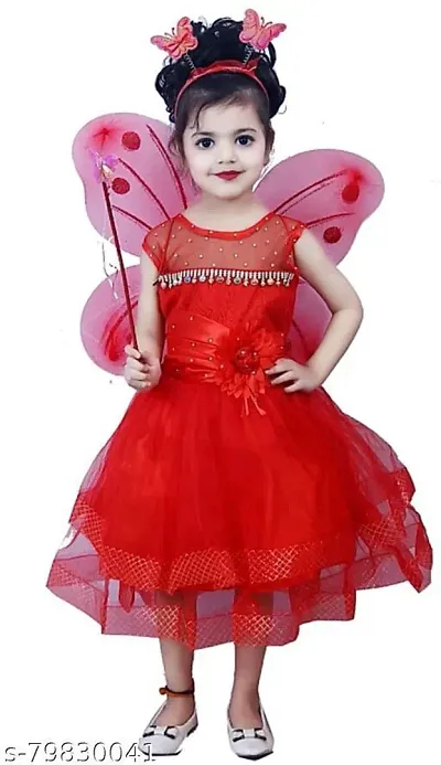 Adorable Net Party Wear Fit And Flare Dress For Girls