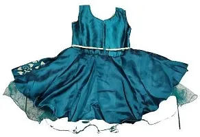 Adorable Blue Net Party Wear Fit And Flare Dress For Girls-thumb1