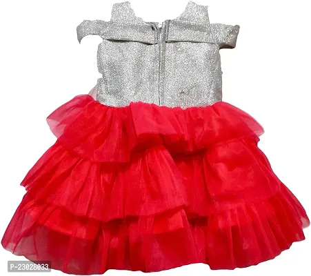 Adorable Pink Net Party Wear Fit And Flare Dress For Girls-thumb2