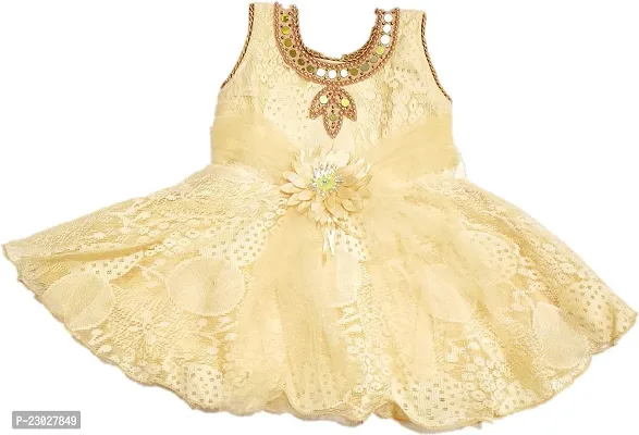 Adorable Yellow Net Party Wear Fit And Flare Dress For Girls