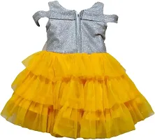 Adorable Yellow Net Party Wear Fit And Flare Dress For Girls-thumb1