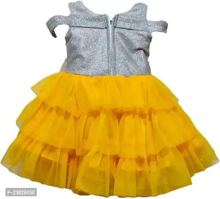 Adorable Yellow Net Party Wear Fit And Flare Dress For Girls-thumb2