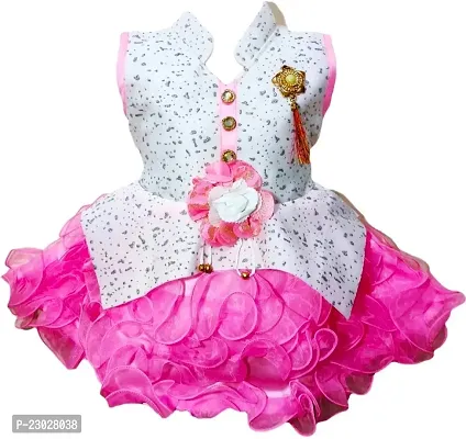 Adorable Pink Net Party Wear Fit And Flare Dress For Girls