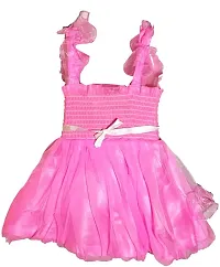 Adorable Pink Net Party Wear Fit And Flare Dress For Girls-thumb1