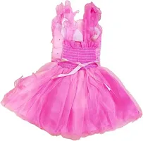 Adorable Pink Net Party Wear Fit And Flare Dress For Girls-thumb1