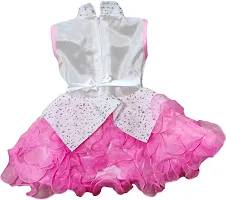 Adorable Pink Net Party Wear Fit And Flare Dress For Girls-thumb1