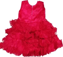 Adorable Red Net Party Wear Fit And Flare Dress For Girls-thumb1