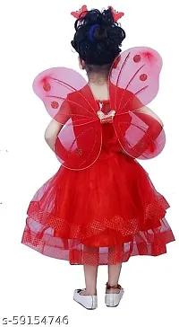 Adorable Red Net Party Wear Fit And Flare Dress For Girls-thumb1