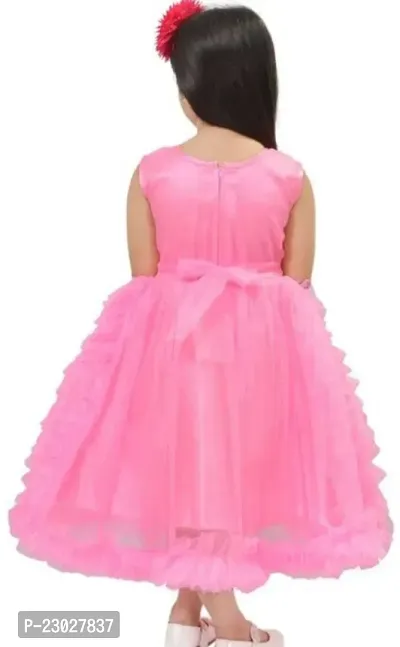 Adorable Pink Net Party Wear Fit And Flare Dress For Girls-thumb2