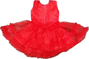 Adorable Red Net Party Wear Fit And Flare Dress For Girls-thumb1