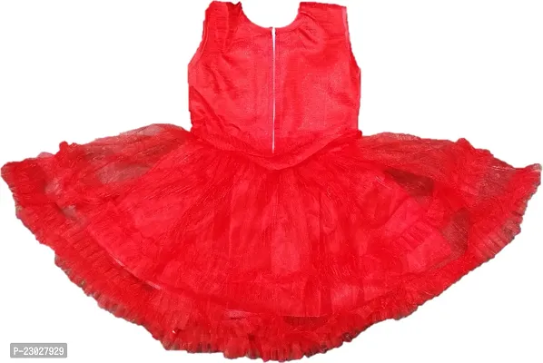 Adorable Red Net Party Wear Fit And Flare Dress For Girls-thumb2