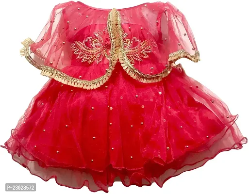 Adorable Red Net Party Wear Fit And Flare Dress For Girls-thumb0